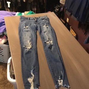 Dark blue destroyed jeggings
